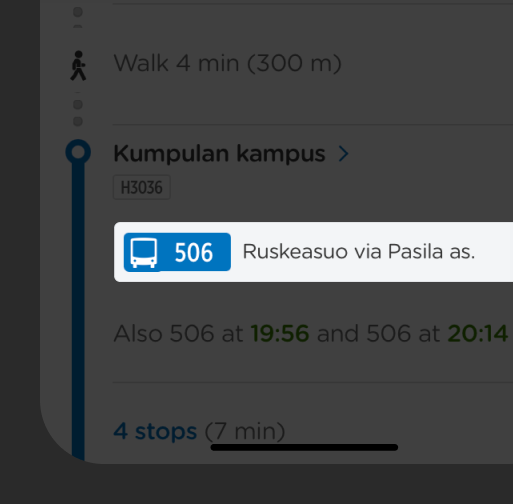 Physical bus front display showing route 506 Brunakärr